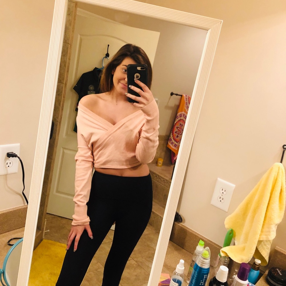 Super Cute and Cozy CrissCross Pink Sweater